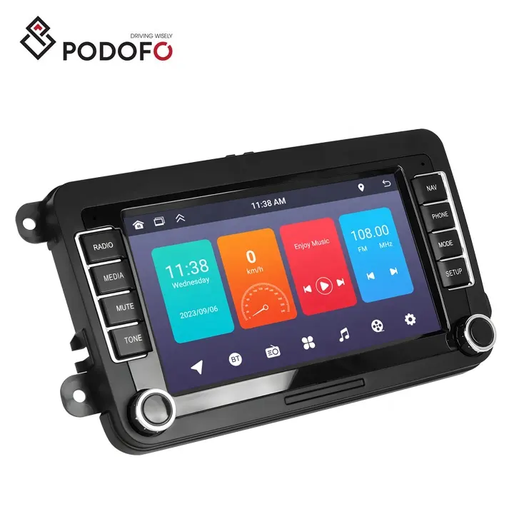 Podofo 7'' Android 13 Autoradio Car Radio 1+32GB GPS WiFi FM RDS For VW/PASSAT/SKODA/POLO/GOLF/SEAT OEM/ODM Customized Factory