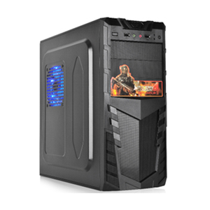 ATX PC Tower Gabinete de computadora Lado abierto Ventana de vidrio Malla Panel frontal Caja de juegos de computadora Ventiladores RGB y USB3.0 y gabinete de PC de audio - Product Image 1