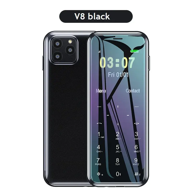 Più recente V8 Ultra sottile scheda corpo in metallo Mini telefoni cellulari Dual Sim Card Bluetooth 2.0 Dialer Anti-perso Touch tastiera