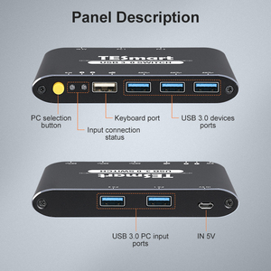 TESmart-interruptor USB OEM ODM, compatible con 2PC, ordenadores, 2 USB 2,0 3,0, teclas calientes 2x1, USB 3,0, conmutador de datos - Product Image 2