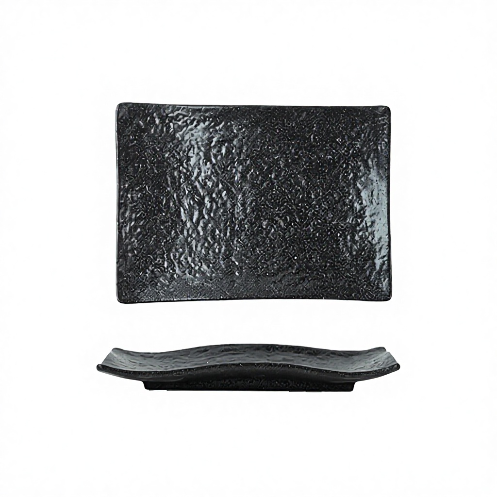 จานซูชิทรงคลื่น - สีดำเงาแห่งยามค่ำคืน