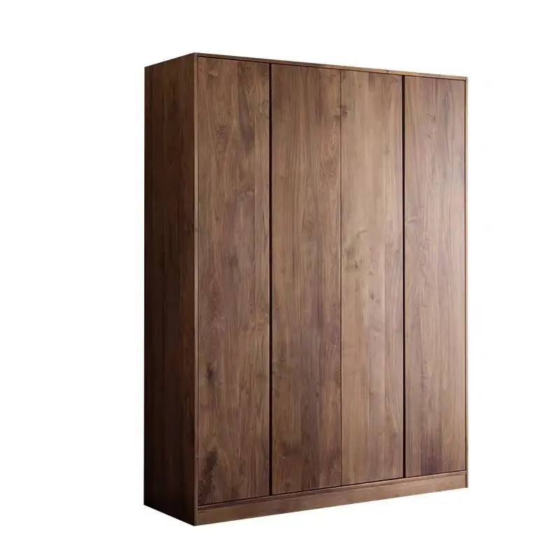 Nord America noce nera stile scandinavo moderno semplice in legno massello armadio porta piatta log armadio