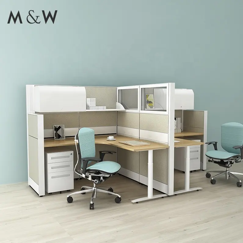真新しいワークステーションモダンな2人用ワークステーションデスク家具仕様オフィス家具オフィスキュービクル
