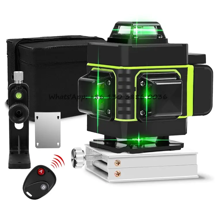 Mini Nivel láser 4D, herramienta de nivelación de 16 líneas, nivelado automático, cruce Vertical y Horizontal, haz de luz verde con Control remoto, 360