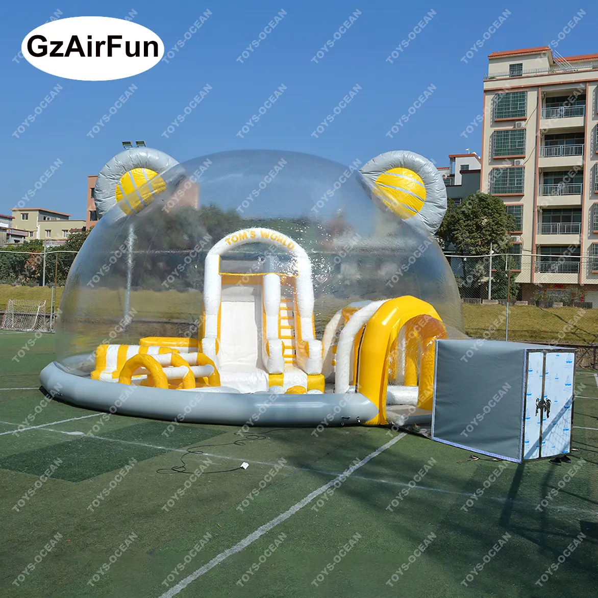 商業グレードの屋外遊び場子供用スライドボールプール付きインフレータブル遊園地透明バブルハウス