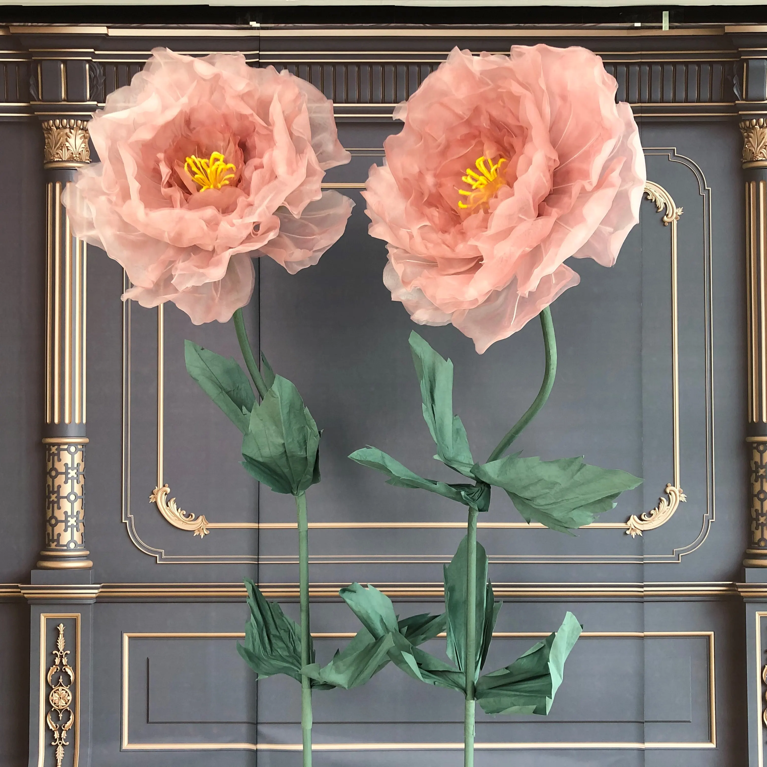 H-114 Customized giant artificial flower decoration pink silk flowers peony for Wedding event party decoration