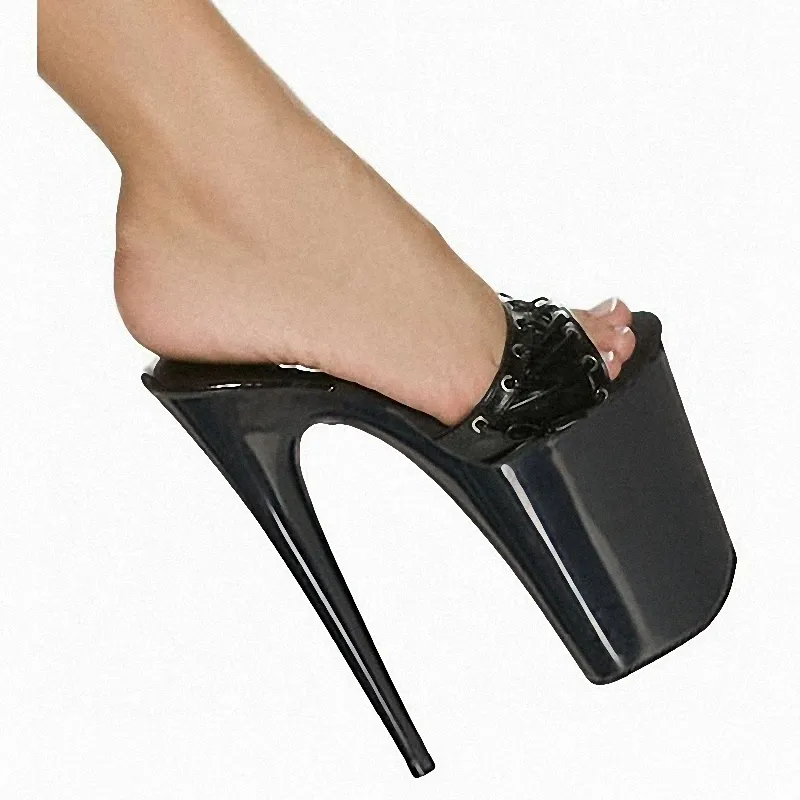 नाइट क्लब नई ब्लैक गुंडा शैली कटार 20cm पार्टी मंच उच्च ऊँची एड़ी के जूते मॉडल सेक्सी बुत जूता बड़ा आकार झलक पैर की अंगुली गोथिक जूते