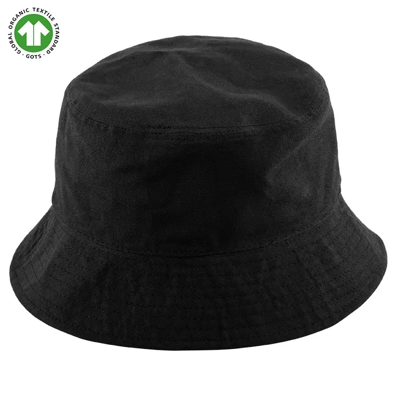 BSCI small order 100% cotton black custom embroidery logo bucket hat