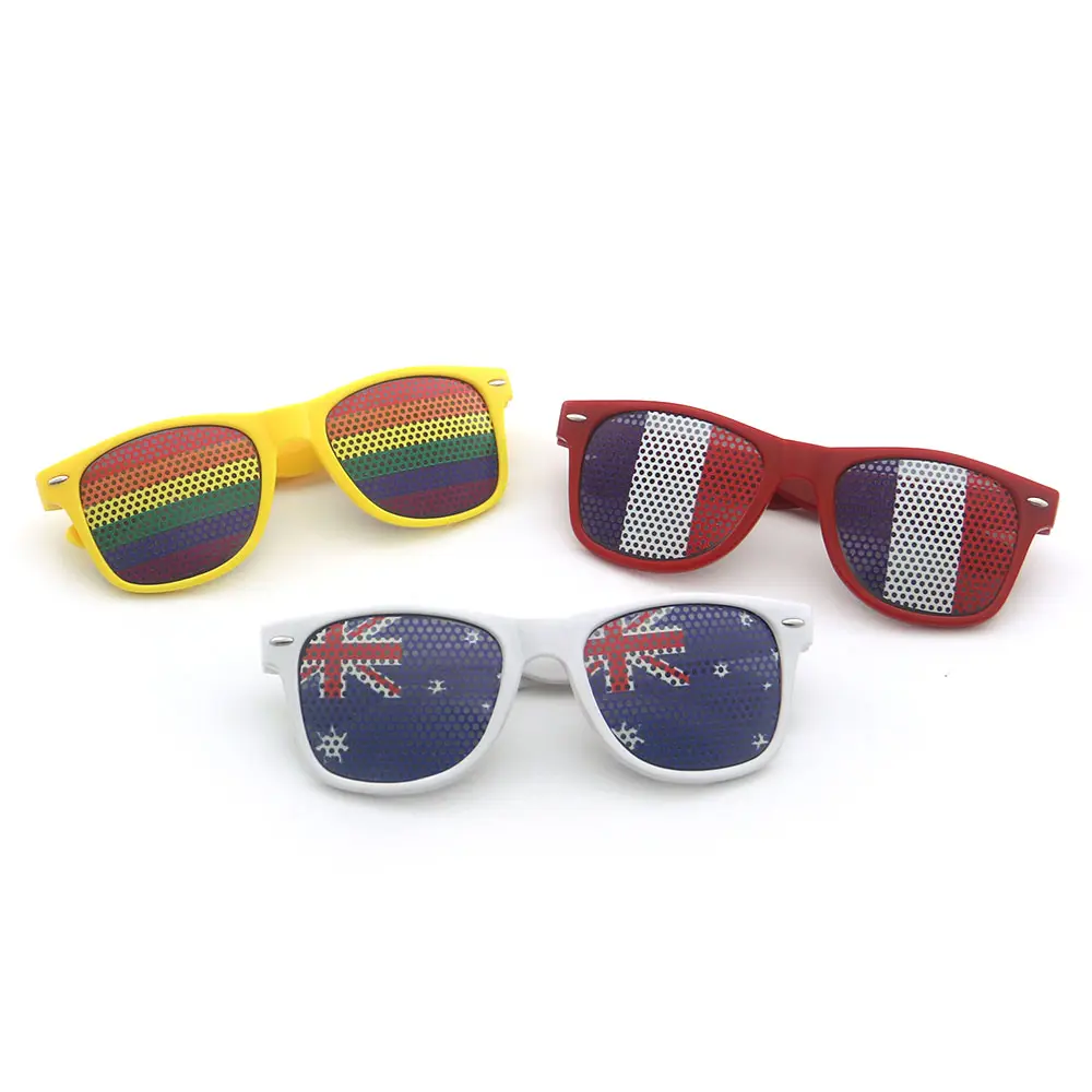 Custom flag sunglasses USA UK France Italy Germany fan pinhole sticker country football event red sun glasses