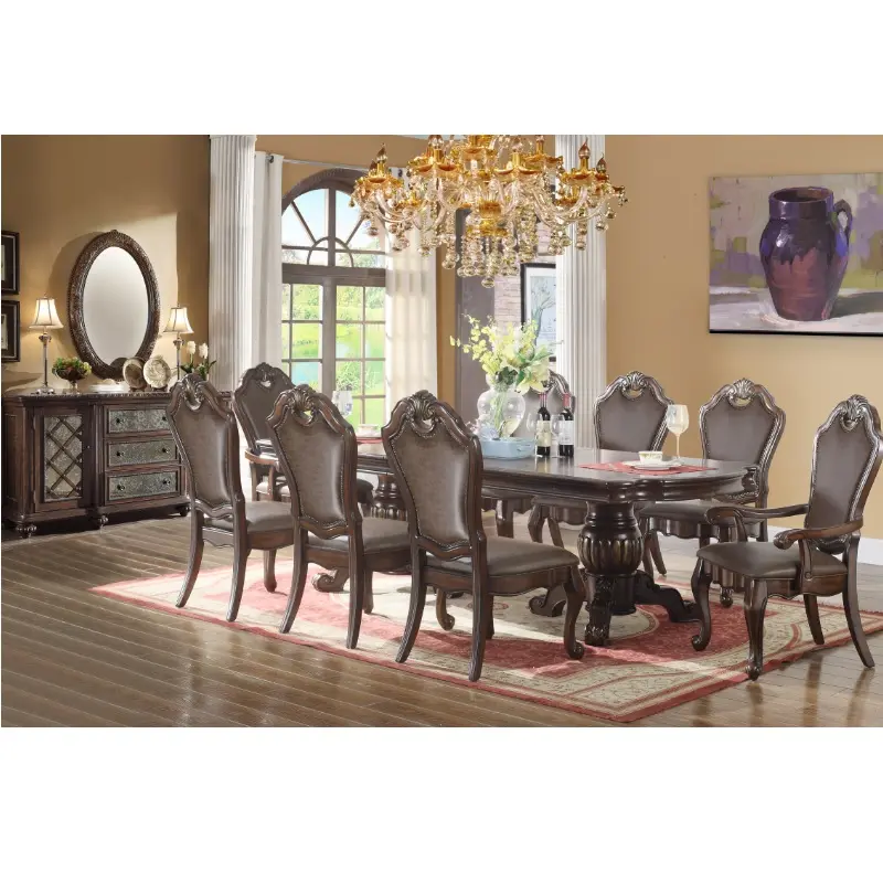Offres Spéciales table à manger 8 places de style antique européen de meubles de salle à manger ensemble de table à manger en bois WA186