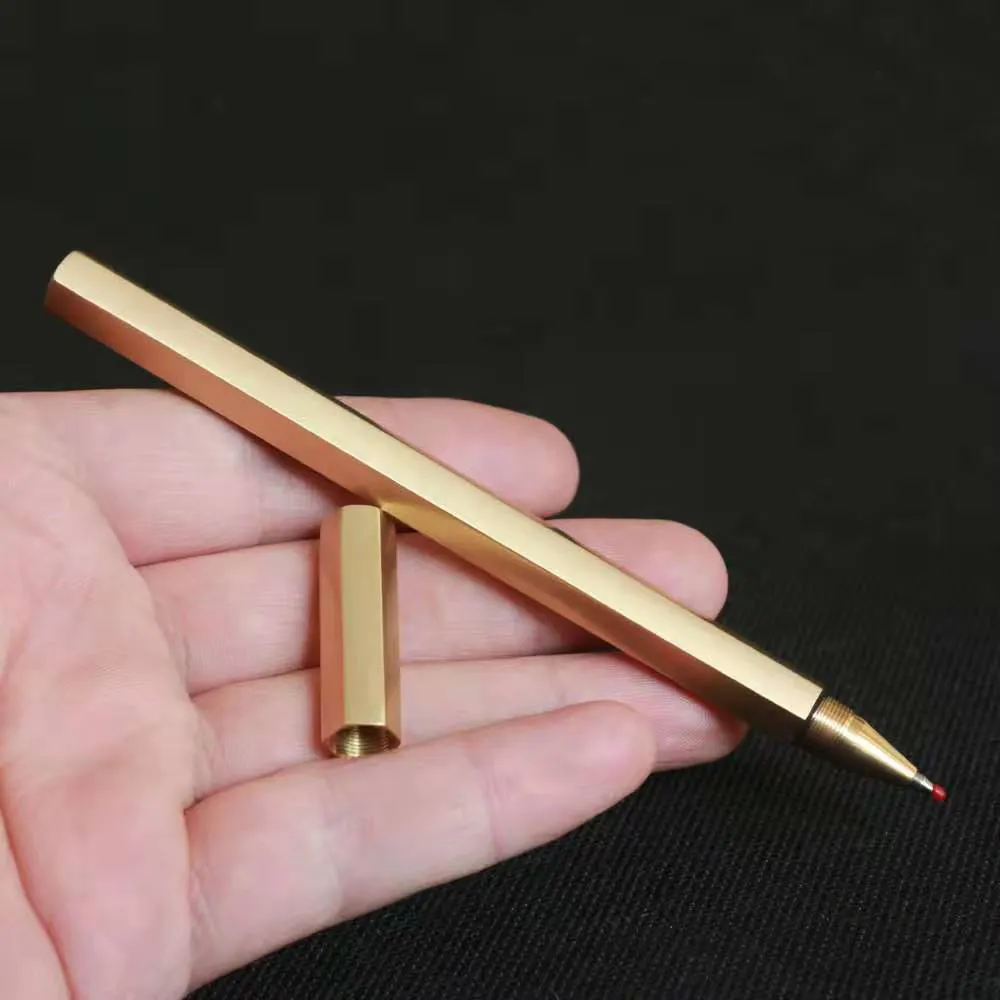 ギフトシグネチャー新しいデザインローラー手作り銅真鍮ペン新年VIPクライアントギフトシャンパンカラースクエアトップヘビーブラスペン