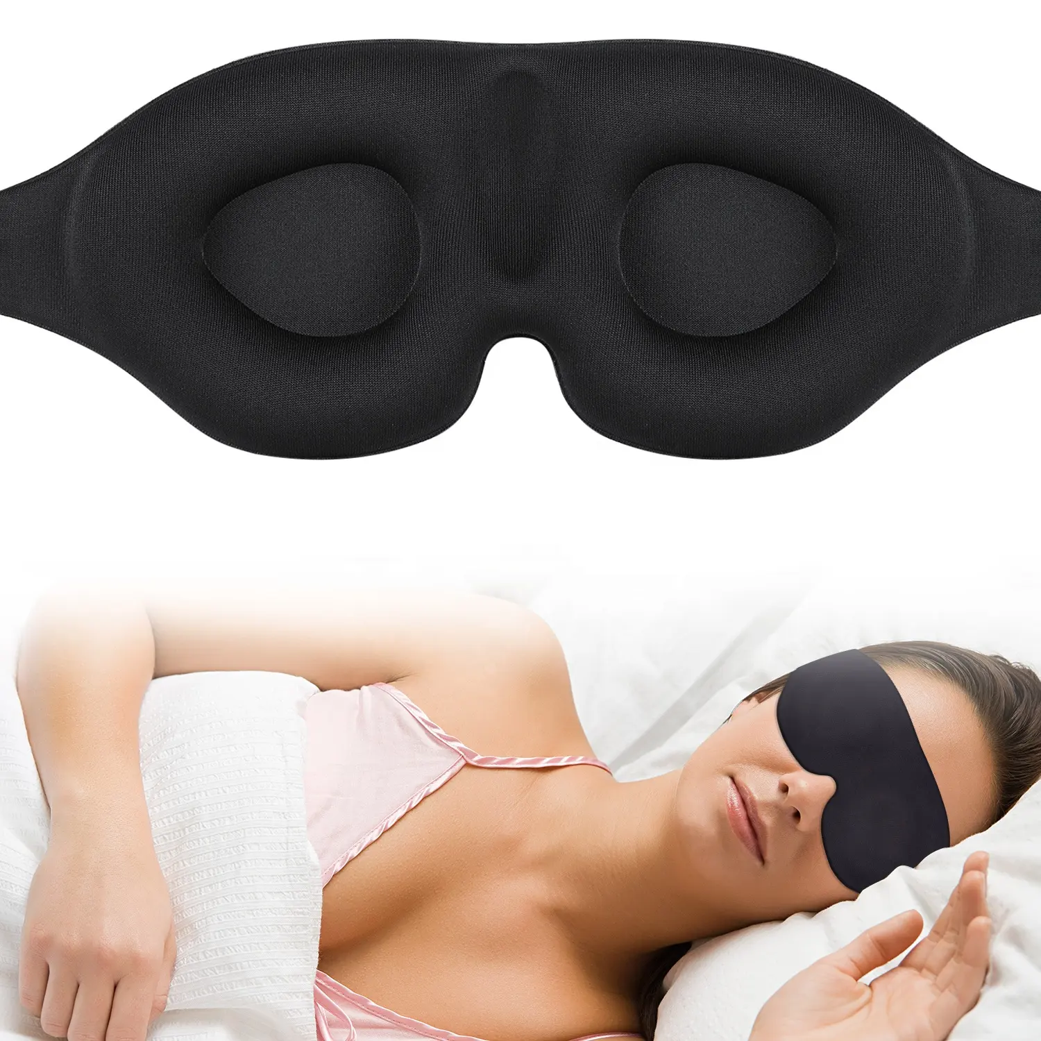 Маска для сна с фирменным логотипом, маска для сна с 3d-контурным колпачком, регулируемая маска для сна/самолета
