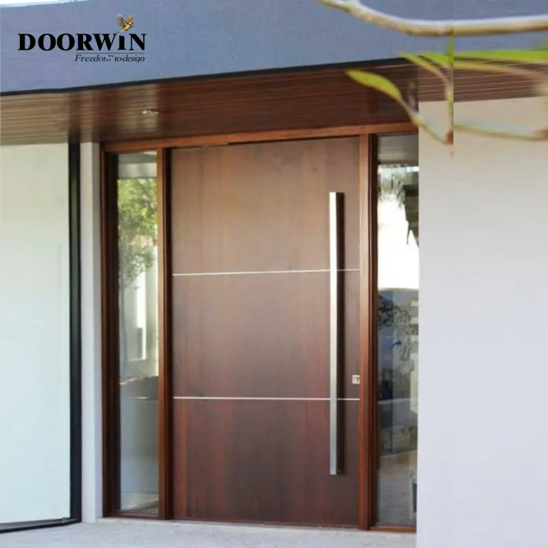 Doorwin Luxury Modern House Villa ingresso principale porta in vetro di legno con porte in legno a bilico di Design Lite laterale