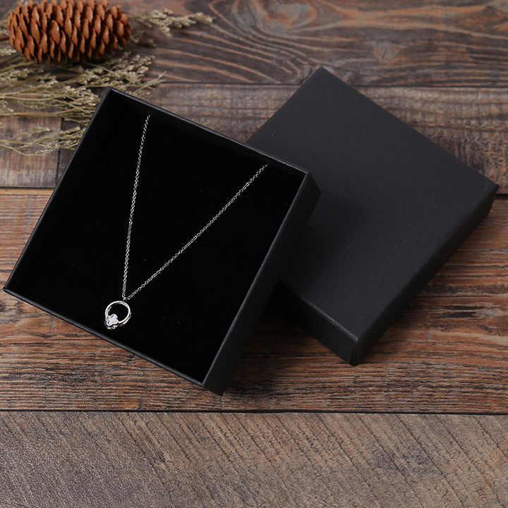 BINSHUO Wholesale Noble Black Gift Box Simple Style Ring Necklace Bracelet Jewelry Box Paper Gift Pa