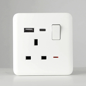 英語エレガンススマート統合スイッチソケット1ギャングMFスイッチUSB ACソケット (LEDインジケーター付き) - Product Image 1