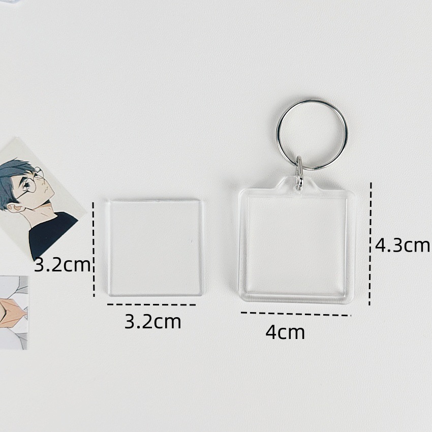 Square transparent keychain