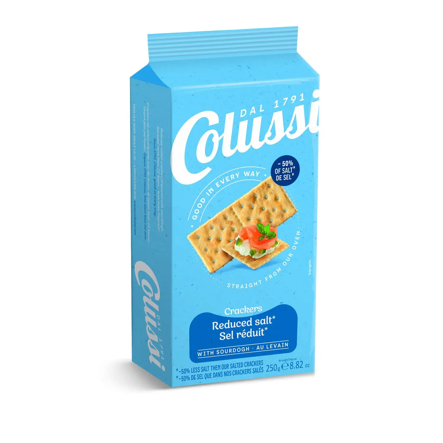 Healthy Snack Choice - COLUSSI Crackers à sel réduit 250G x 20pcs-Qualité italienne pour une pause équilibrée