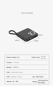 Kolay taşınabilir 10000mah dahili iki kablo cep hızlı şarj çok fonksiyonlu güç banka kullanımı için Apple ve Android - Product Image 3
