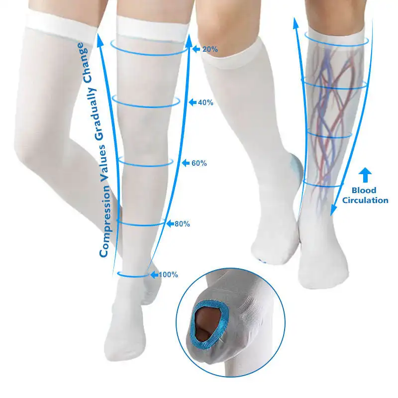 Medias de compression antiembolicas chaussettes de compression 15-20 mmhg bas de compression anti-embolie médicaux