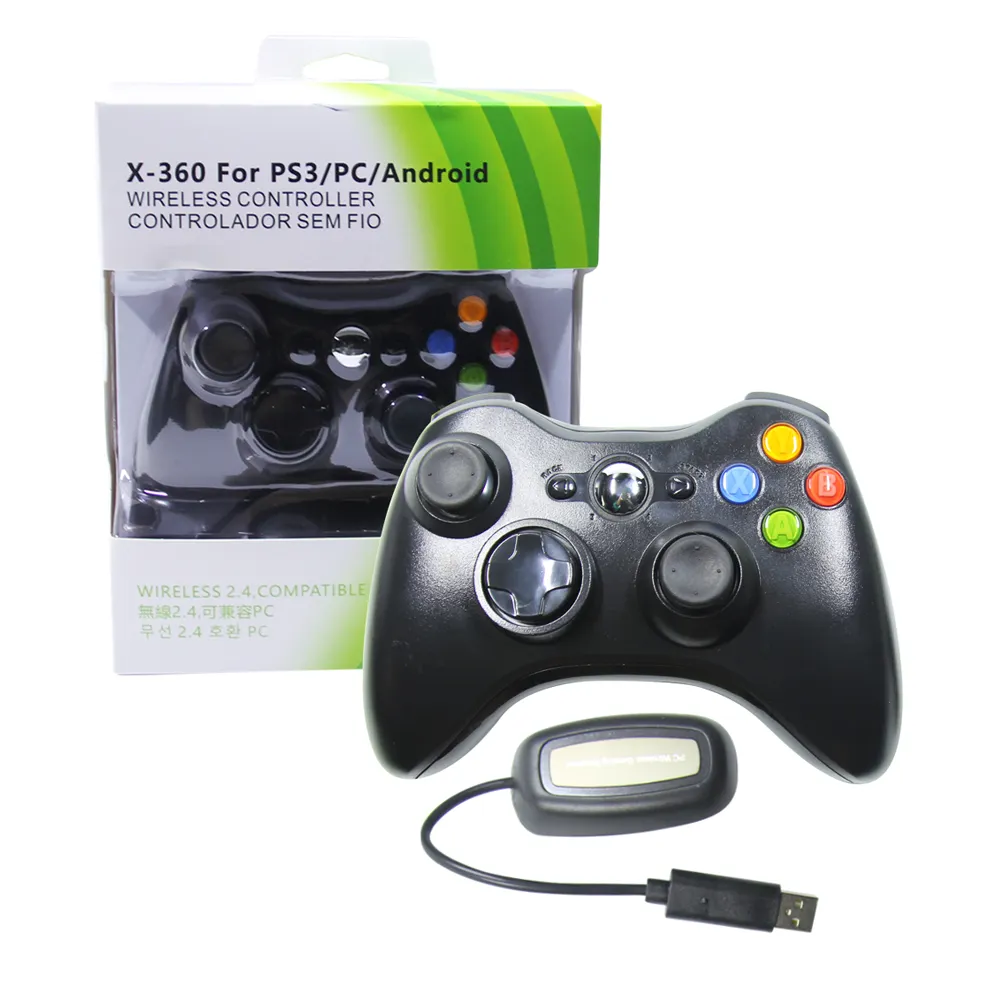 Manette de jeu sans fil pour XBOX 360/pc/ps3/android 2.4G Noir Joystick sans fil 2.4ghz Bouton XB124