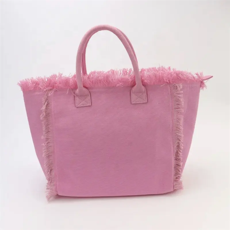 2024 Pre-sale New Design Women Fringe Fashionable Shopping Bag Beach Tote Bag Tassel Handbags Large Canvas Handbag