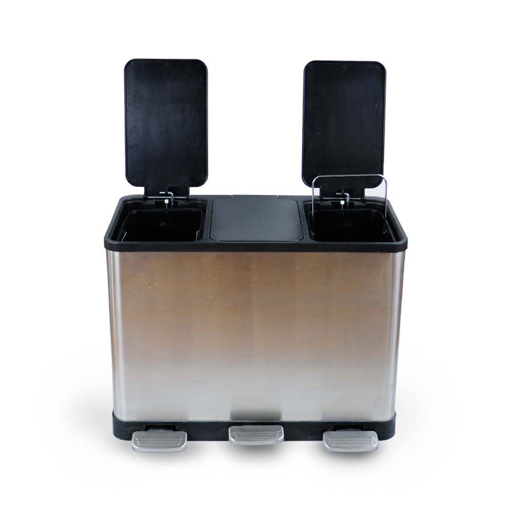 Classified Outdoor Rubbish Bin Park Street Metal Trash Can Sorting Trash And Recycling 3 in one Dustbin