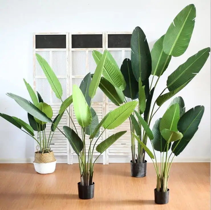 Fausses plantes artificielles à effet réel, Bonsai en plastique, feuille de bananier, pour voyager, arbre d'intérieur, cm