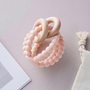 Sinh thái thân thiện với bé <span class=keywords><strong>Teether</strong></span> bằng gỗ Silicone <span class=keywords><strong>Teether</strong></span> vòng vòng - Product Image 4