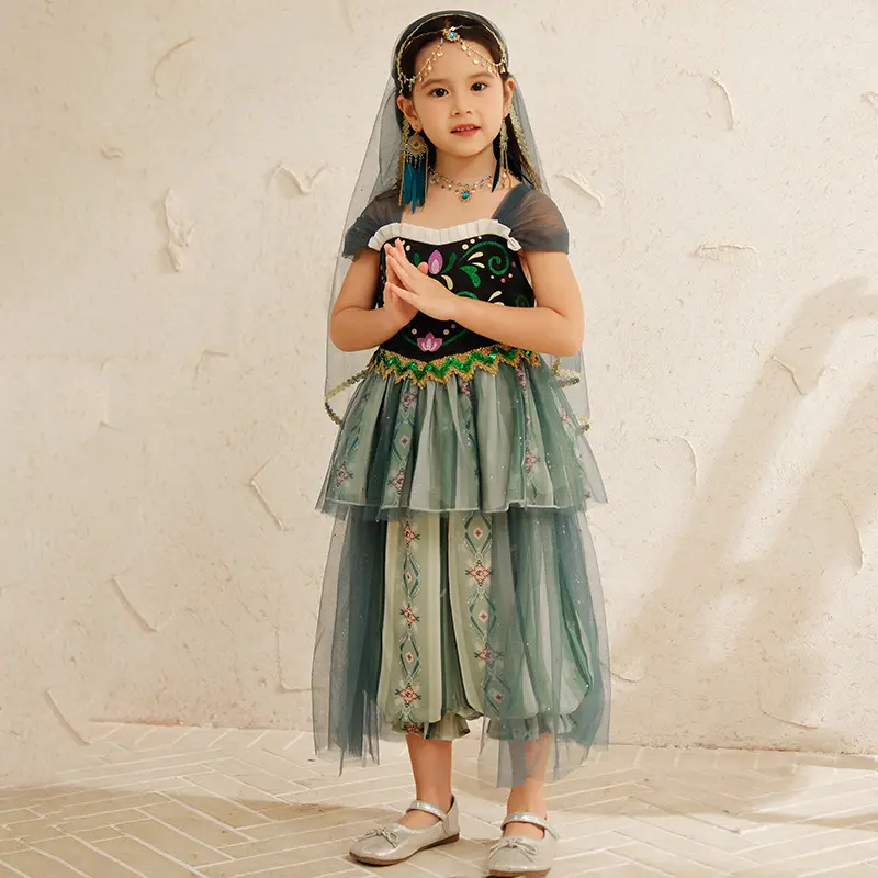 2024 New Arrival TV movie Costume Girl Halloween Cosplay Costume Kids Girls Princess Anna Dress Party Dresses Girls