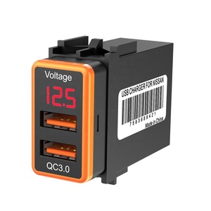 CHELINK çift USB bağlantı noktası QC 3.0 hızlı şarj adaptörü dijital LED ekran 12 V 24 V giriş USB araba şarjı nissan için - Product Image 1