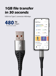 厂家直销1m 2m 3m尼龙编织快速充电USB a型C数据线60W 100W铝合金设计充电型C线 - Product Image 4