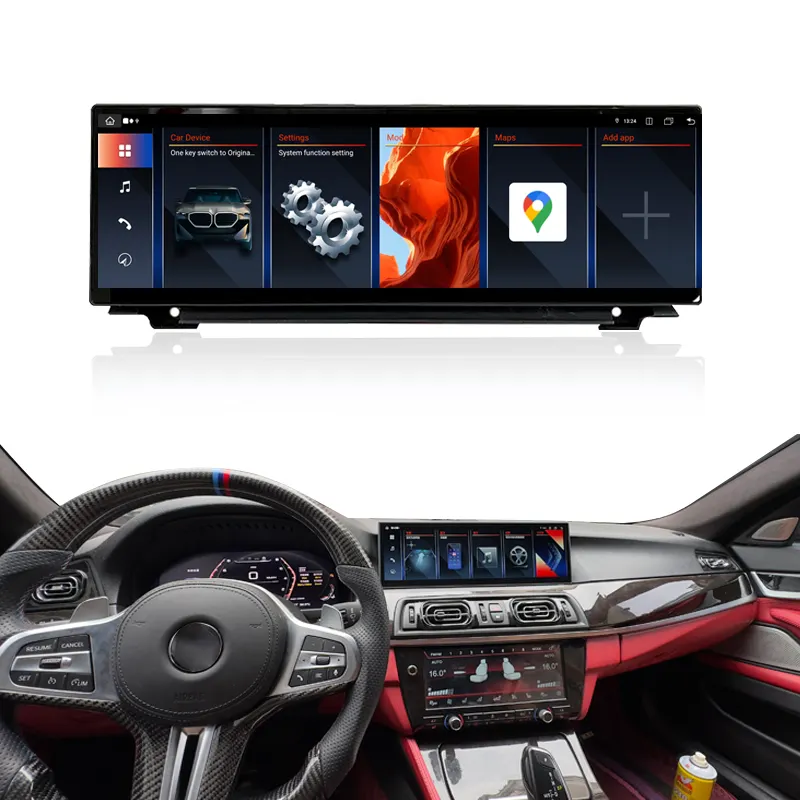 Tampilan Upgrade Android 14.9 inci 2560*720p, pengganti OEM layar sentuh untuk BMW F10 F11 CIC NBT navigasi GPS Carplay