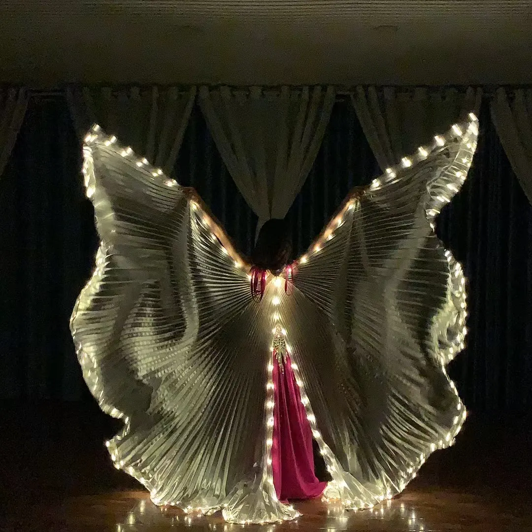 Sıcak satış oryantal dans Performance kanatları dans LED kanat yetişkin oryantal dans LED bölünmüş kanatları performans kullanımı için