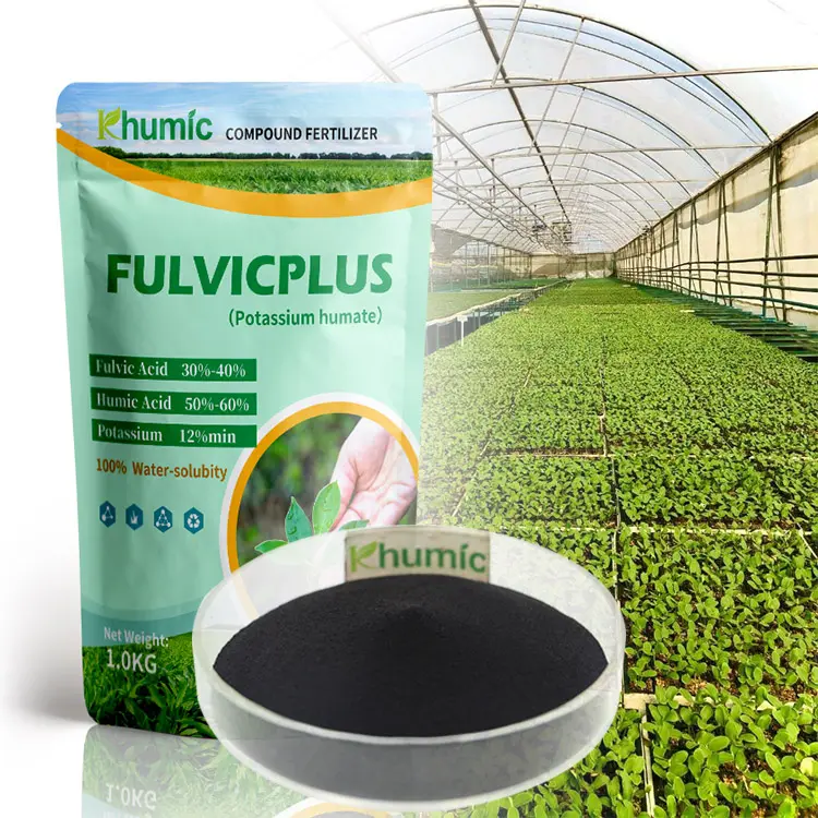 "Fulvicplus" potasyum fulvate tozu % 100% su çözünürlüğü potasyum humat tedarikçileri