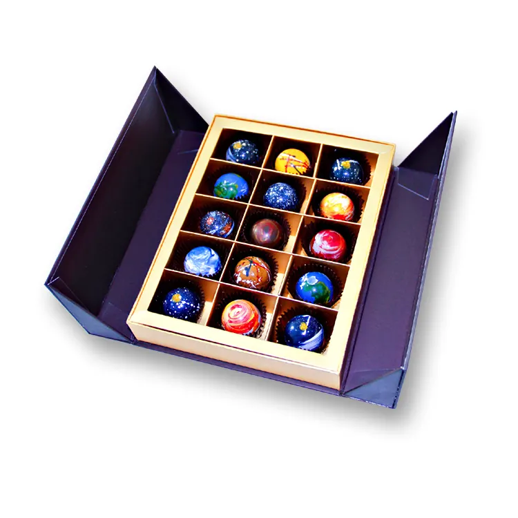 Bonbon-bandeja de embalaje rígida para dulces y Chocolate, Cajas de Regalo personalizadas con doble puerta, cartón hecho a mano
