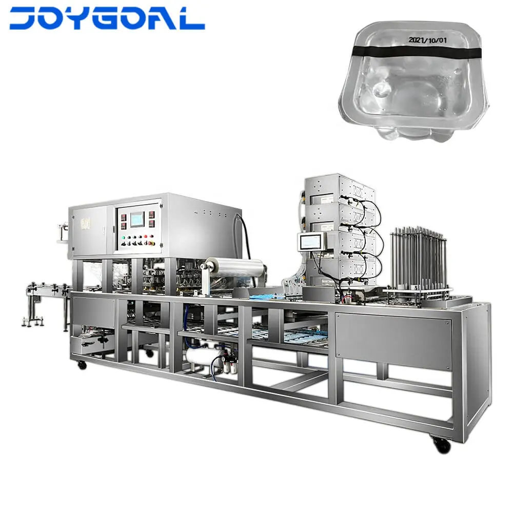 Joygoal-공장 자동 미네랄/순수 물 컵/유리 충전 기계 알루미늄 호일 씰링 기계