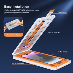 Sihirli kutu ekran koruyucu kolay Fit temperli cam iPhone 15 14 13 12 11 XR XS X - Product Image 4