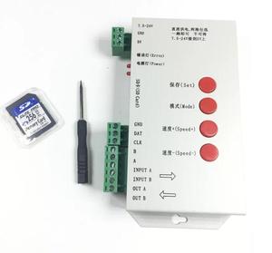 Controlador LED RGB a todo color T1000S, controlador programable de píxeles con tarjeta SD para tira de luces led WS2811 WS2812B
