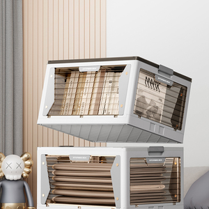 Plastik gövde yurt organizatör şeffaf oyuncaklar saklama kabı beş kapılı katlanabilir saklama kutusu kasnak ile - Product Image 5