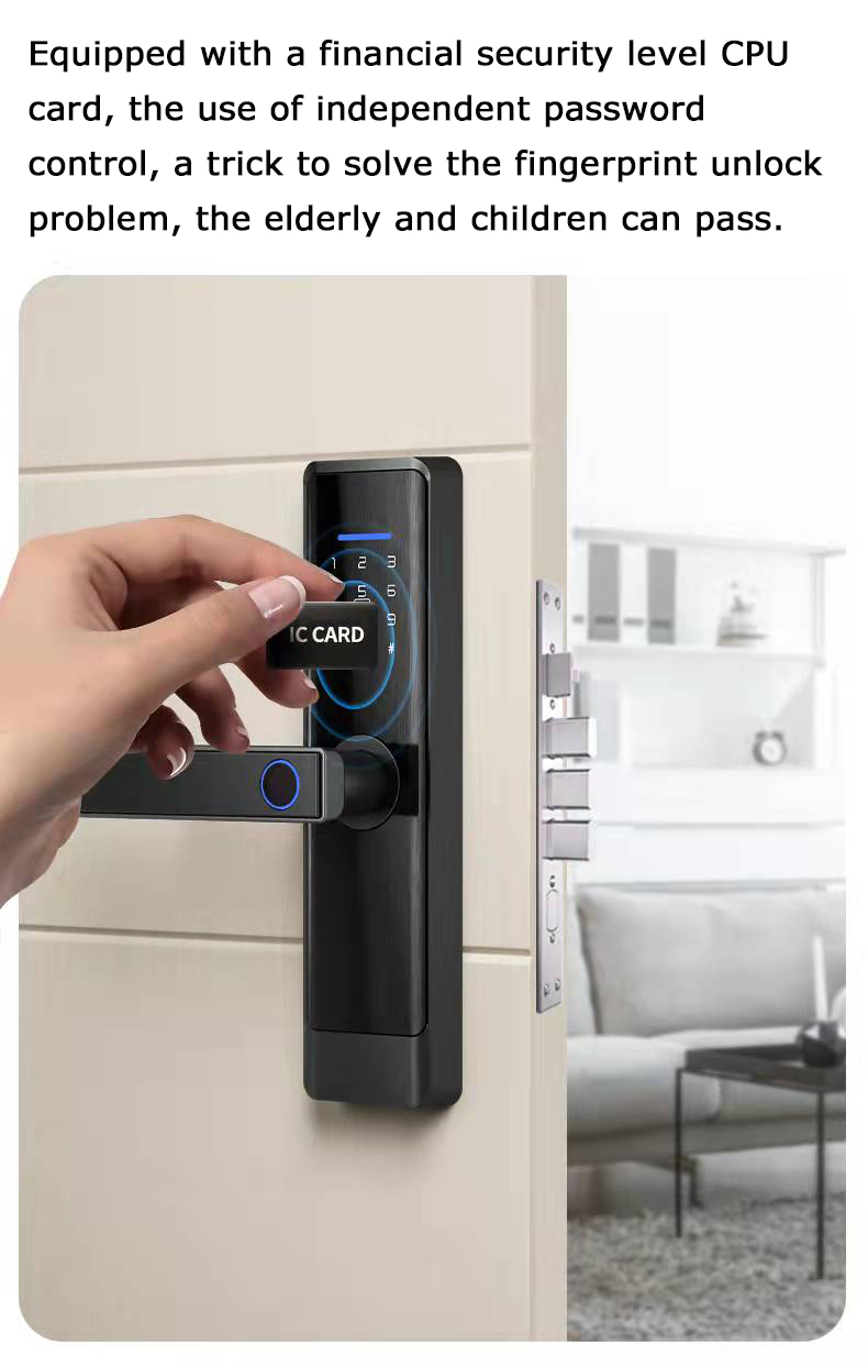 New Smart Digital  Home Tuya Wifi/ BLE Ttlock App Waterproof Biometric Fingerprint Password Key Card Smart Door Lock