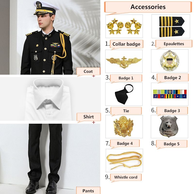 black jacket+pants+Shirt+9 accessories