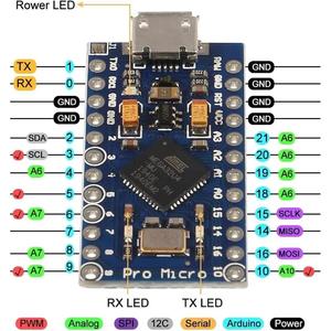 Pro Micro ATmega32U4 5V/16MHz Module Board, Replace with ATmega328 Pro Mini Compatible with with 2 Row Pin <strong>Header</strong> - Product Image 5