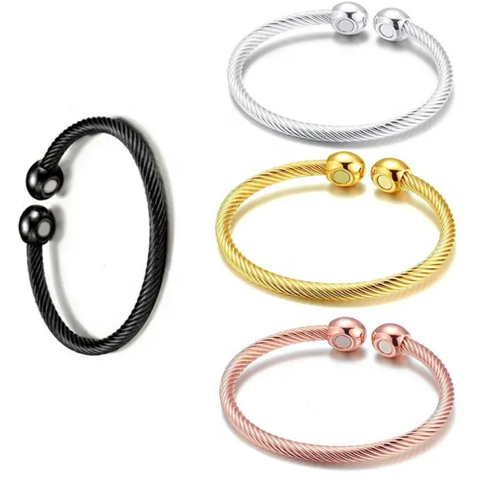 Simple et personnalisé en forme de C rétro polyvalent mode ouverture en acier inoxydable bracelet pour femme en gros