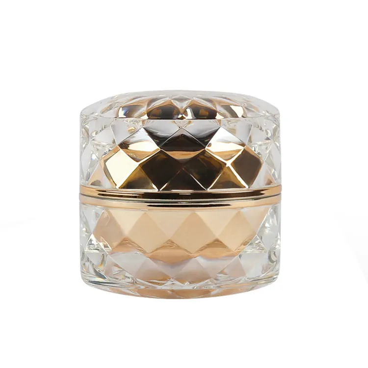 Venta caliente de 7g diamantes de crema transparente de plástico de frascos de acrílico tarros cosméticos con tapas de lujo frascos cosméticos