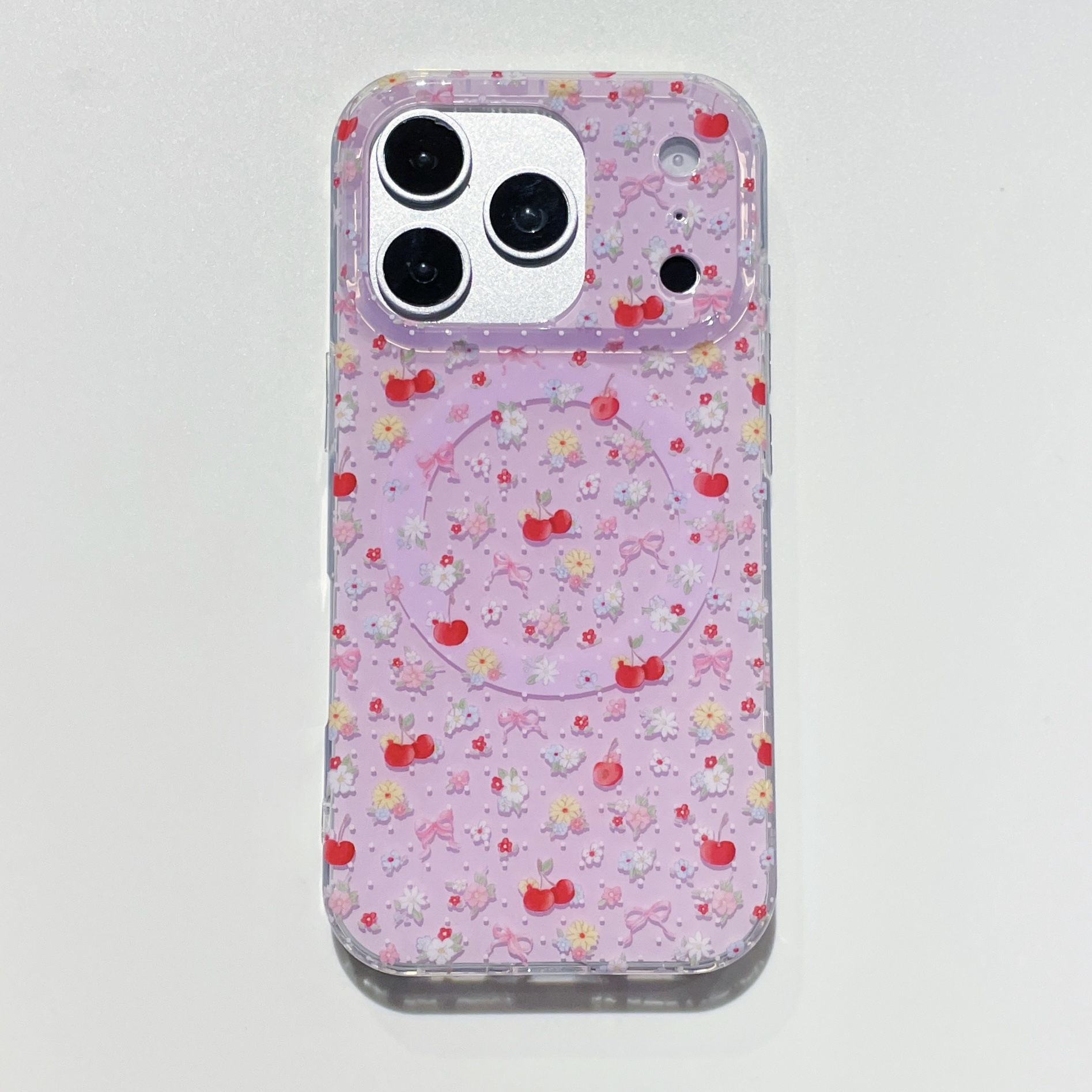 Purple background cherry print