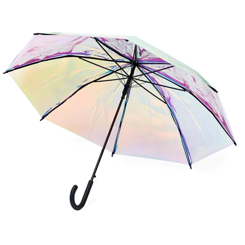 Parapluie Design créatif irisé spécial couleur changeante arc-en-ciel POE holographique Laser magique parapluie automatique