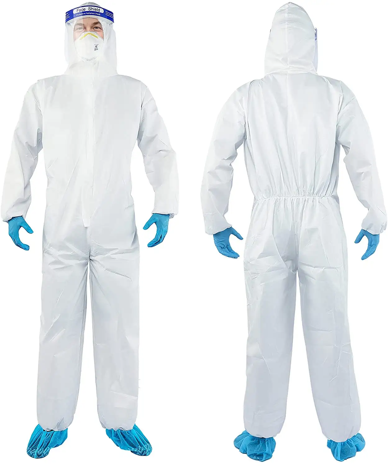 חד פעמי לא ארוג Microporous מגן צייר Workwear סרבל עם שרוול אלסטי אלסטי מותניים