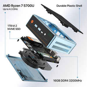 Peladn <strong>AMD</strong> Ryzen 7 5700U/5500U <strong>Processor</strong> Wifi 6.0 BT5.2 Gaming Mini PC <strong>DDR4</strong> 16GB 1TB SSD 2 Lan Mini PC for Windows 11 Pro/Linux - Product Image 4