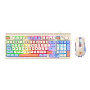 XUNFOX K820 94 teclas juego teclado con cable tres colores a juego membrana luminosa teclado ratón conjunto - Product Image 3