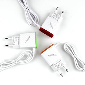 Travel Adapter <strong>2</strong> USB Mobile Phone Charger with V8 Micro Usb or TYPE-C V3 MiNi <strong>2</strong>.0MM Port Cable LED Light - Product Image 3